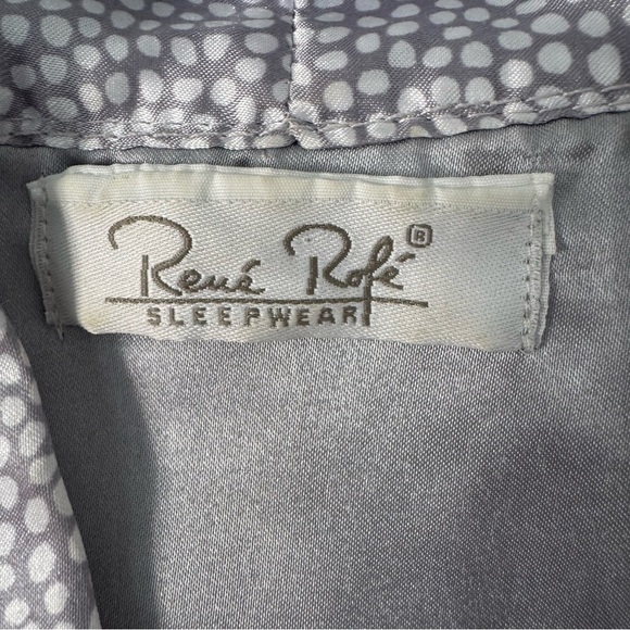 Robe Rene Rofe Satin Sleepwear Robe Silver Gray Dot Print Women's Medium - Picture 3 of 5